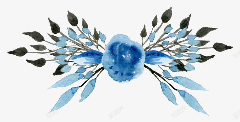 手绘花卉png免抠素材_新图网 https://ixintu.com 创意花型 各种花图案 商业图案 手绘图案 手绘植物 手绘花卉 月季花 植物图案 牡丹花 花 花型图案 蓝色花型