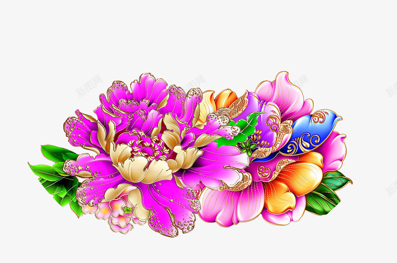 彩色花朵png免抠素材_新图网 https://ixintu.com 兰色 抠图 月饼盒 牡丹 粉色 素材 设计