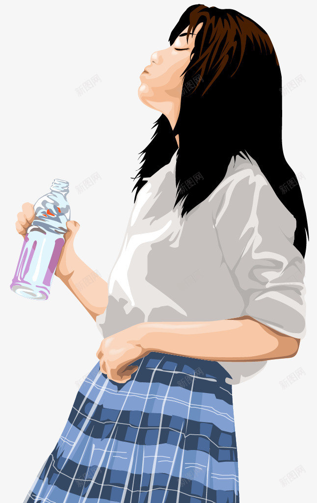 喝水的女孩png免抠素材_新图网 https://ixintu.com 可爱 喝水 女孩 美丽