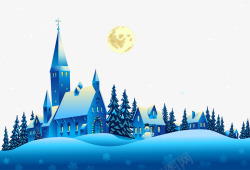 雪景房屋深夜屋外的雪景矢量图高清图片