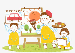彩色磁性画板彩色扁平化儿童绘画卡通插画高清图片