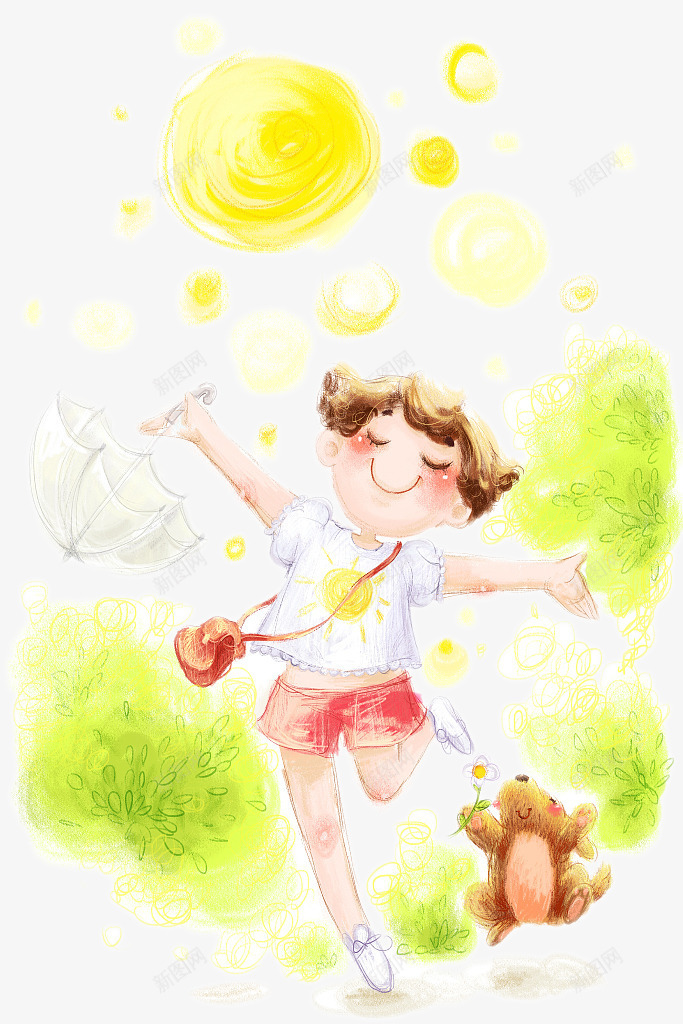 阳光的微笑png免抠素材_新图网 https://ixintu.com 图案 太阳 太阳雨 小女孩 微笑 阳关 黄色