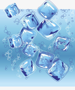 冰凉透底手绘蓝色汽水冒气泡高清图片