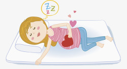 卡通插图侧身睡着的孕妇素材