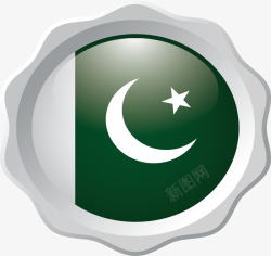 波浪花边巴基斯坦徽章素材
