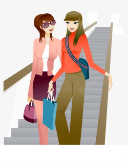 两个女人边走边聊的两个时髦女人矢量图高清图片