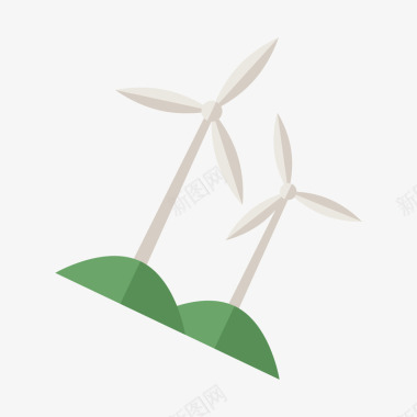 灰绿色的风力发电环保标识矢量图图标图标