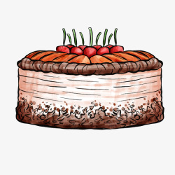 传统水果水彩风手绘生日传统水果蛋糕矢量图高清图片