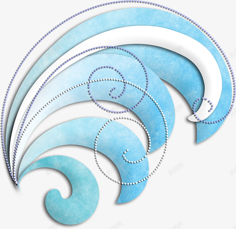 蓝色手绘浪条png免抠素材_新图网 https://ixintu.com 波浪 线条 蓝色 装饰