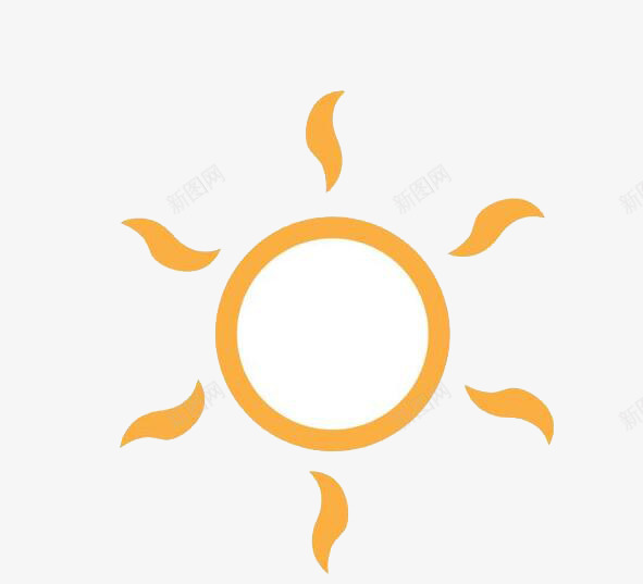 小太阳标记图标png_新图网 https://ixintu.com 圆形 手绘 插画 素材 金色