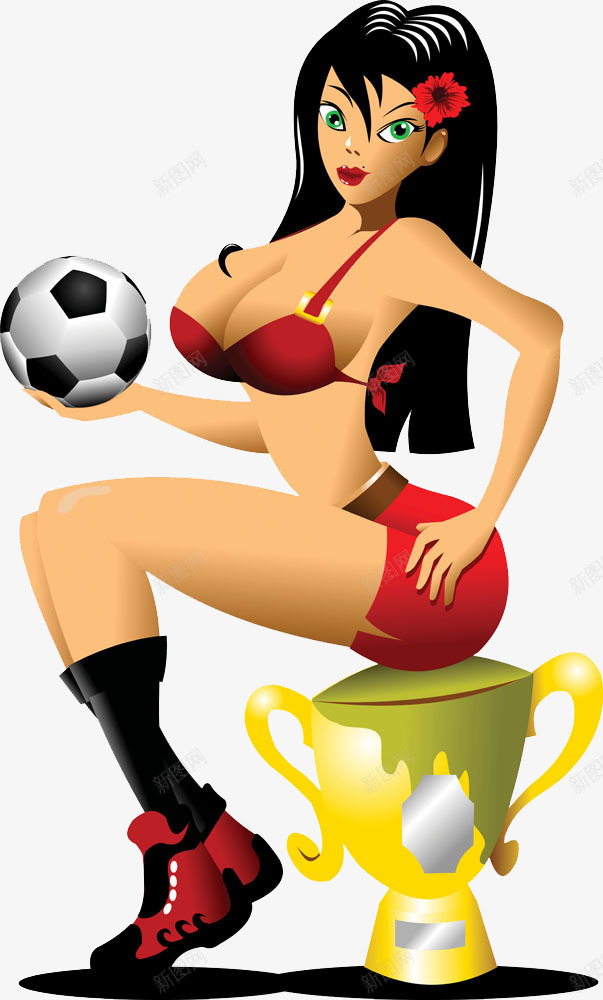 性感的足球宝贝png免抠素材_新图网 https://ixintu.com 卡通 女人 女孩 性感 手绘 球类 足球 足球宝贝