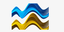 蓝色黄色线条波浪素材