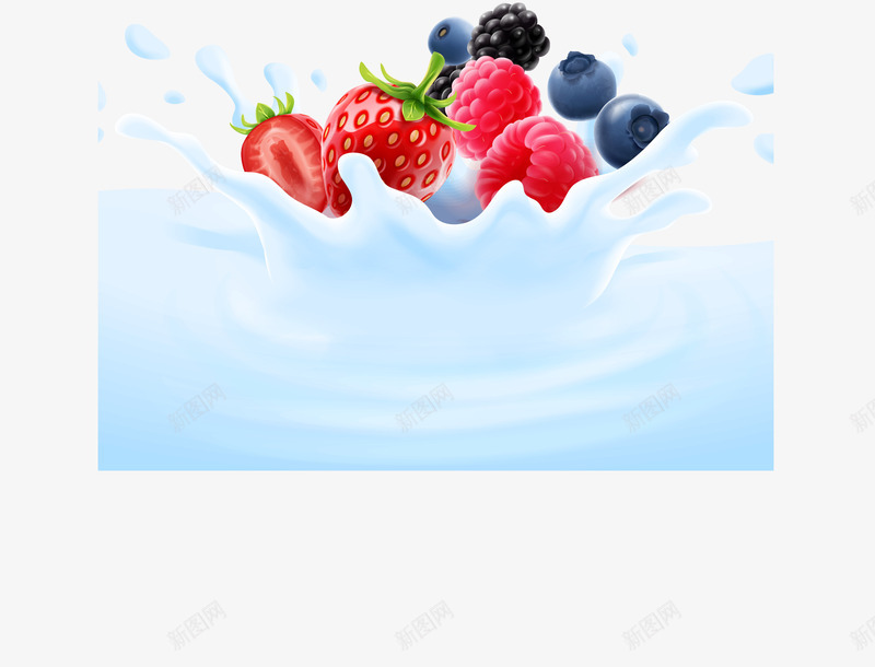 蓝色清新水果牛奶装饰图案png免抠素材_新图网 https://ixintu.com 免抠PNG 水果 清新 牛奶 蓝色 装饰图案