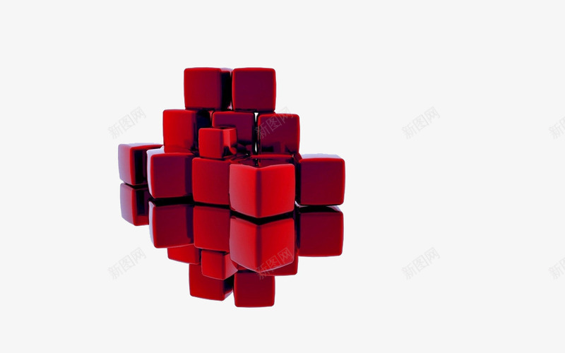 红色立体方块png免抠素材_新图网 https://ixintu.com 3D设计 倒影 方块 立体 立体方块 红色 高清