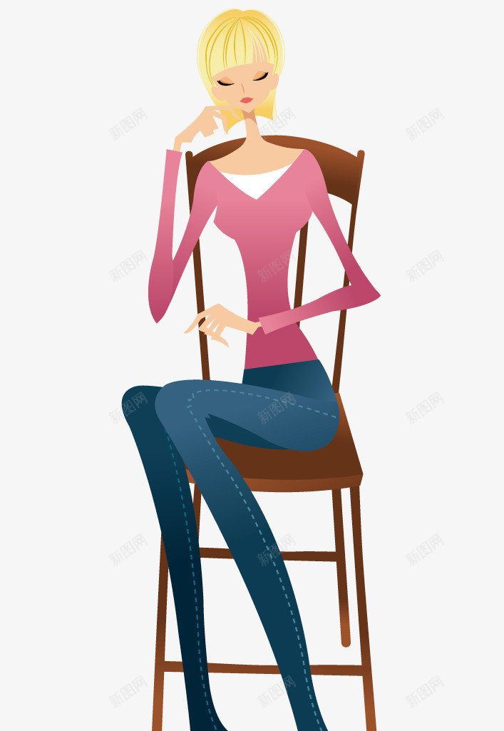 坐着的女人png免抠素材_新图网 https://ixintu.com 坐着的女人 女人 思考 椅子 矢量素材