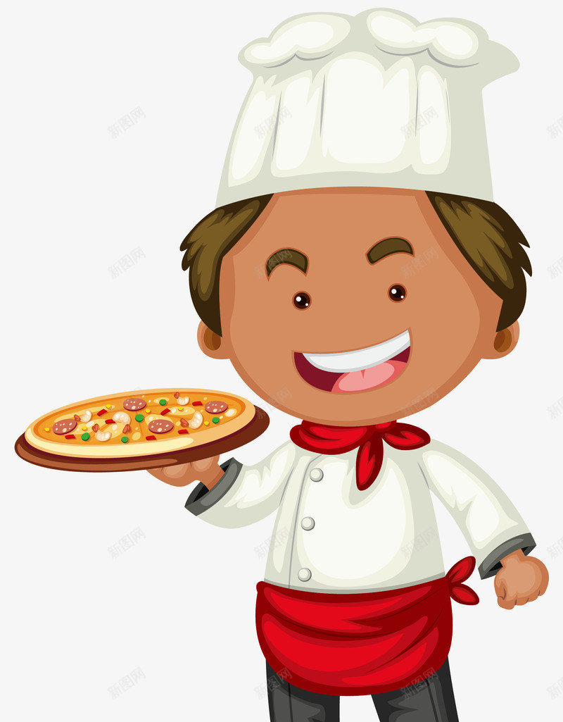 水彩卡通披萨厨师png免抠素材_新图网 https://ixintu.com 创意 卡通 图案 手绘 披萨 水彩 笔刷 设计