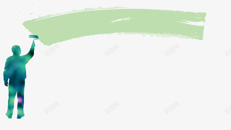 工人png免抠素材_新图网 https://ixintu.com 创意 刷油漆 剪影 油漆刷 笔刷 绿色