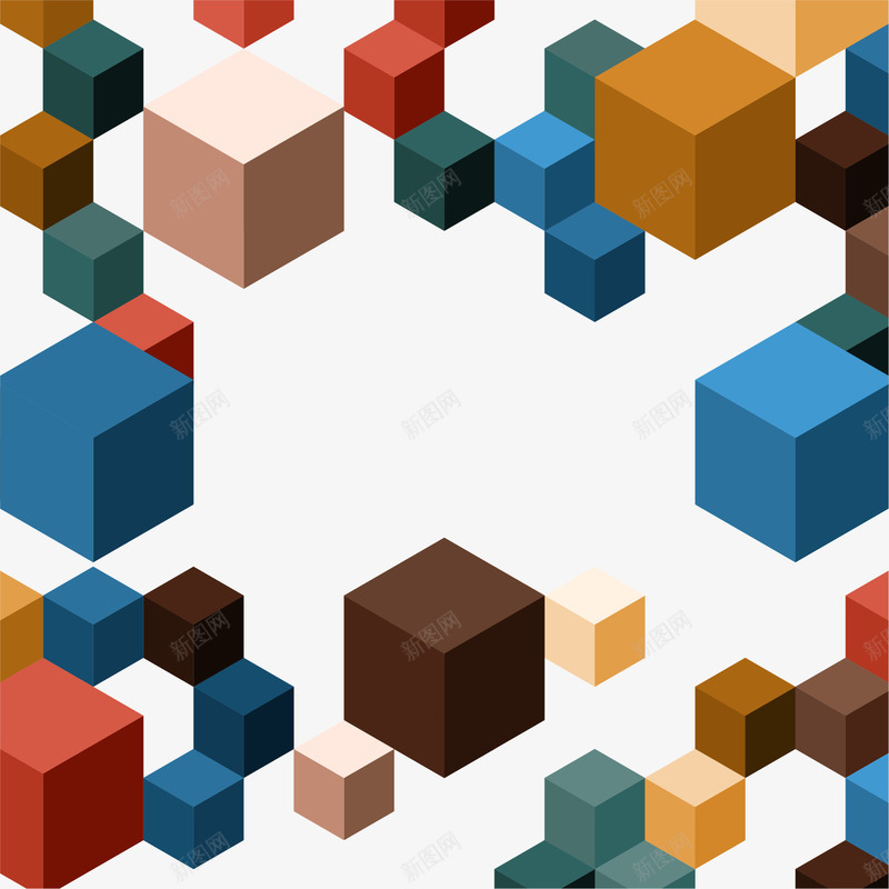 堆叠立方体png免抠素材_新图网 https://ixintu.com 信息图表 彩色 方块 矢量素材 立方体