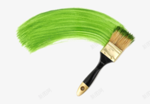 绿色漆墙刷png免抠素材_新图网 https://ixintu.com 产品实物 刷子 木笔刷 绿色油漆 软笔刷