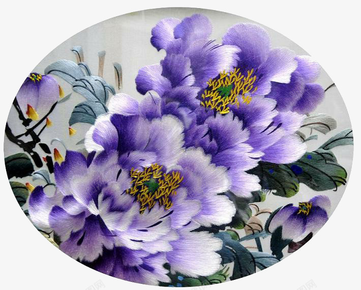 刺绣紫色牡丹花png免抠素材_新图网 https://ixintu.com 刺绣 刺绣花 牡丹 紫色 花儿