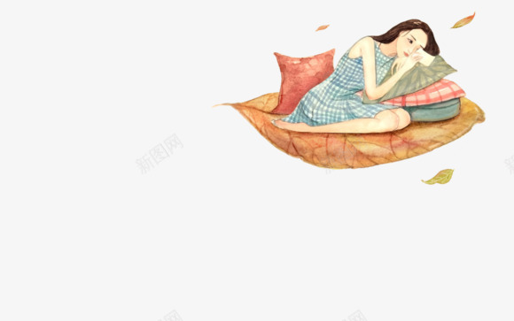 躺在叶子上的女人手绘海报背景png免抠素材_新图网 https://ixintu.com 叶子 女人 手绘 海报 背景