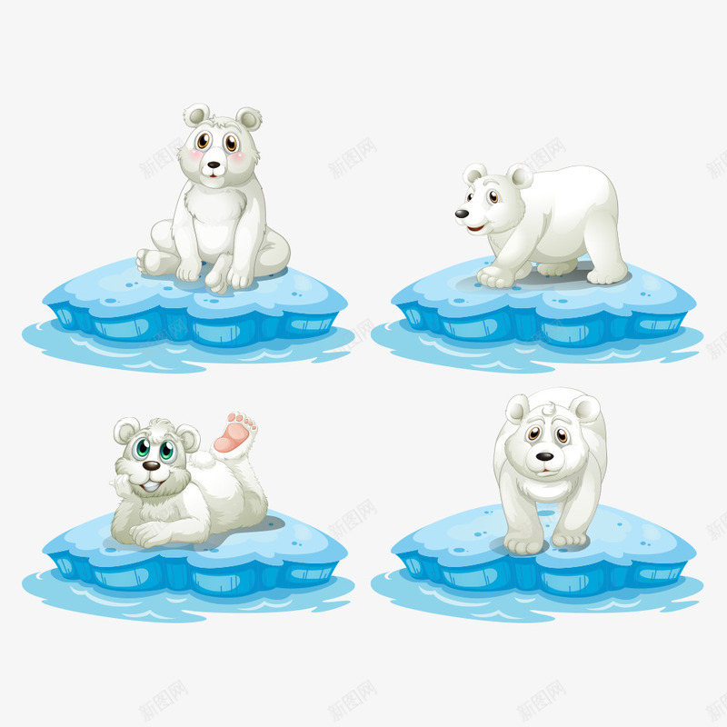 冰块上的北极熊png免抠素材_新图网 https://ixintu.com 冰 冰块 北极熊 卡通熊 坐着的北极熊 矢量熊