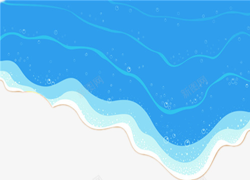 蓝色彩绘海洋png免抠素材_新图网 https://ixintu.com 形象 手绘图 波浪 海水