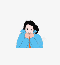 穿衣保暖的女人竖起衣领高的女人高清图片