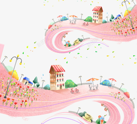 波浪形粉色装饰png免抠素材_新图网 https://ixintu.com 小房子 欢乐元素 波浪形 粉色装饰