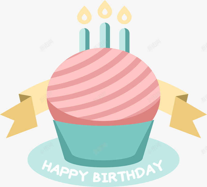 可爱纸杯蛋糕png免抠素材_新图网 https://ixintu.com 卡通 标签 生日庆祝 矢量图案 粉色 纸杯蛋糕