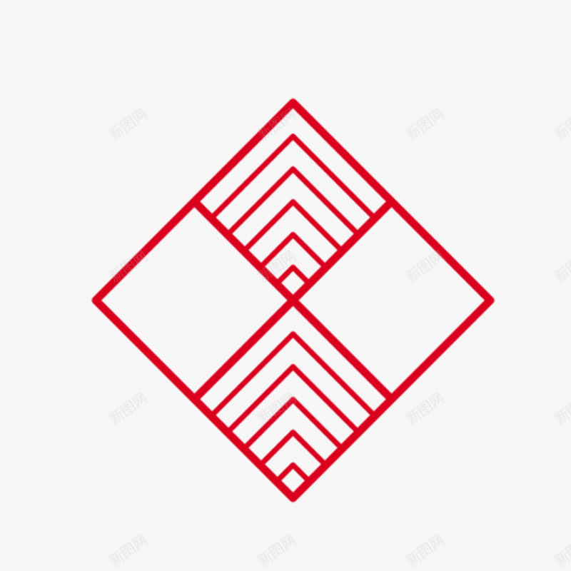 对称方块剪纸png免抠素材_新图网 https://ixintu.com 中国红 传统 剪纸 喜庆 窗花