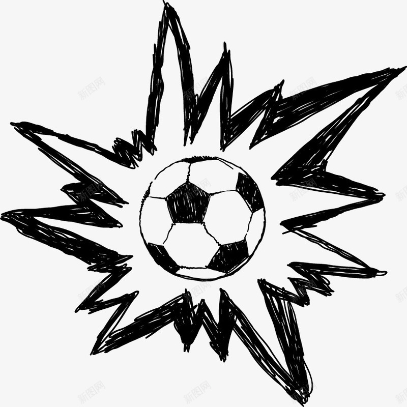 卡通涂鸦足球png免抠素材_新图网 https://ixintu.com 涂鸦主题 黑色足球涂鸦足球火焰