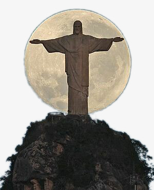 巴西里约热内卢基督巨像与月亮png免抠素材_新图网 https://ixintu.com 基督巨像 巴西里约热内卢 旅游 月亮 装饰图案