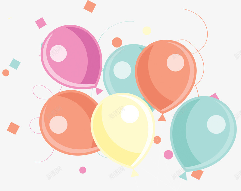 装饰卡通漂浮气球psd免抠素材_新图网 https://ixintu.com 卡通手绘 庆祝 气球 漂浮 装饰图案