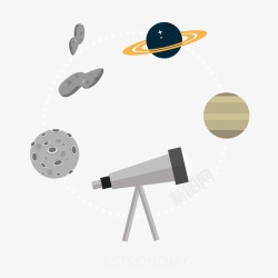 望远镜和星球素材