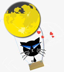 三脚猫卡通热气球矢量图素材