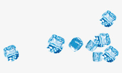 蓝色清新冰块装饰图案素材