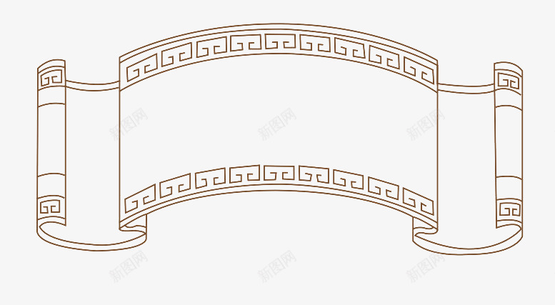 卷轴线框图png免抠素材_新图网 https://ixintu.com 免费下载 卷轴 古典纹样 纹样 线框图