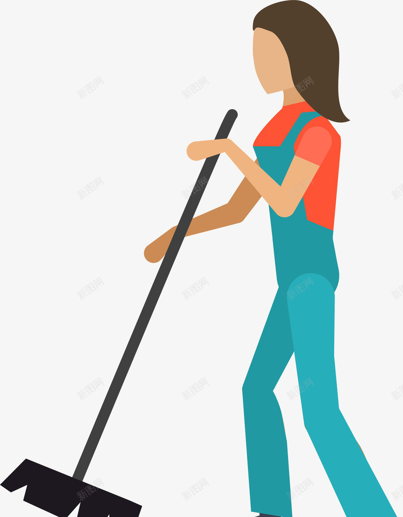 劳动节扫地的女人png免抠素材_新图网 https://ixintu.com 劳动节 女人插画 打扫卫生 扫地的女人 清洁 短发女人
