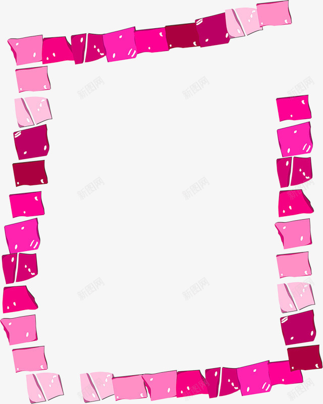 卡通手绘方形粉色简约边框png免抠素材_新图网 https://ixintu.com 方块 简约时尚 粉色 边框