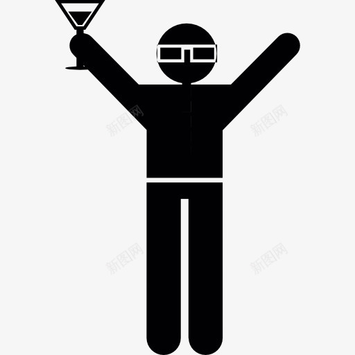 戴眼镜的男人和鸡尾酒在一方图标png_新图网 https://ixintu.com 人 庆祝 眼镜 鸡尾酒