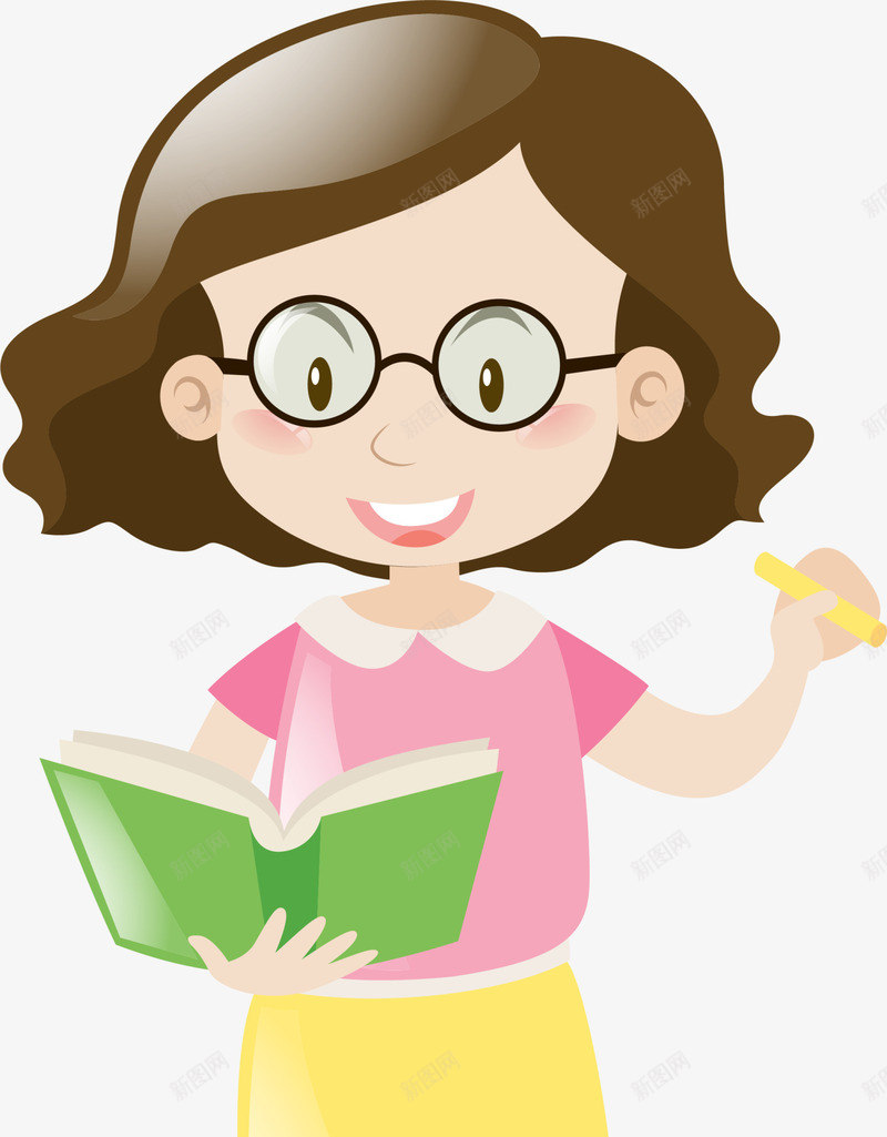 正在教书的美丽教师png免抠素材_新图网 https://ixintu.com 开学季 拿着书本 拿着粉笔 正在教书 看书 美丽教师