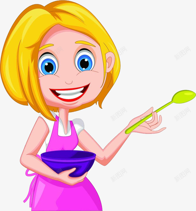卡通女人做饼做饭png免抠素材_新图网 https://ixintu.com 做饭 做饼 免扣女人 勺子 卡通 女人做饼 碗