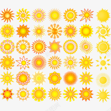 太阳元素集合矢量图图标图标