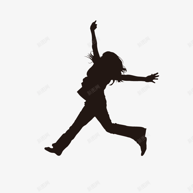 跳跃起来的女人剪影图标png_新图网 https://ixintu.com 人物 剪影 动作 卡通 女人 开心 跳跃 高兴