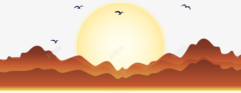 太阳海鸥山矢量图ai免抠素材_新图网 https://ixintu.com 大海 太阳 山 海鸥 素材 矢量图