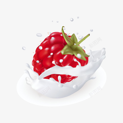水果和牛奶png免抠素材_新图网 https://ixintu.com 水果 牛奶 矢量装饰 红色 装饰