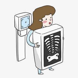 生病插图卡通做X光片的女孩高清图片