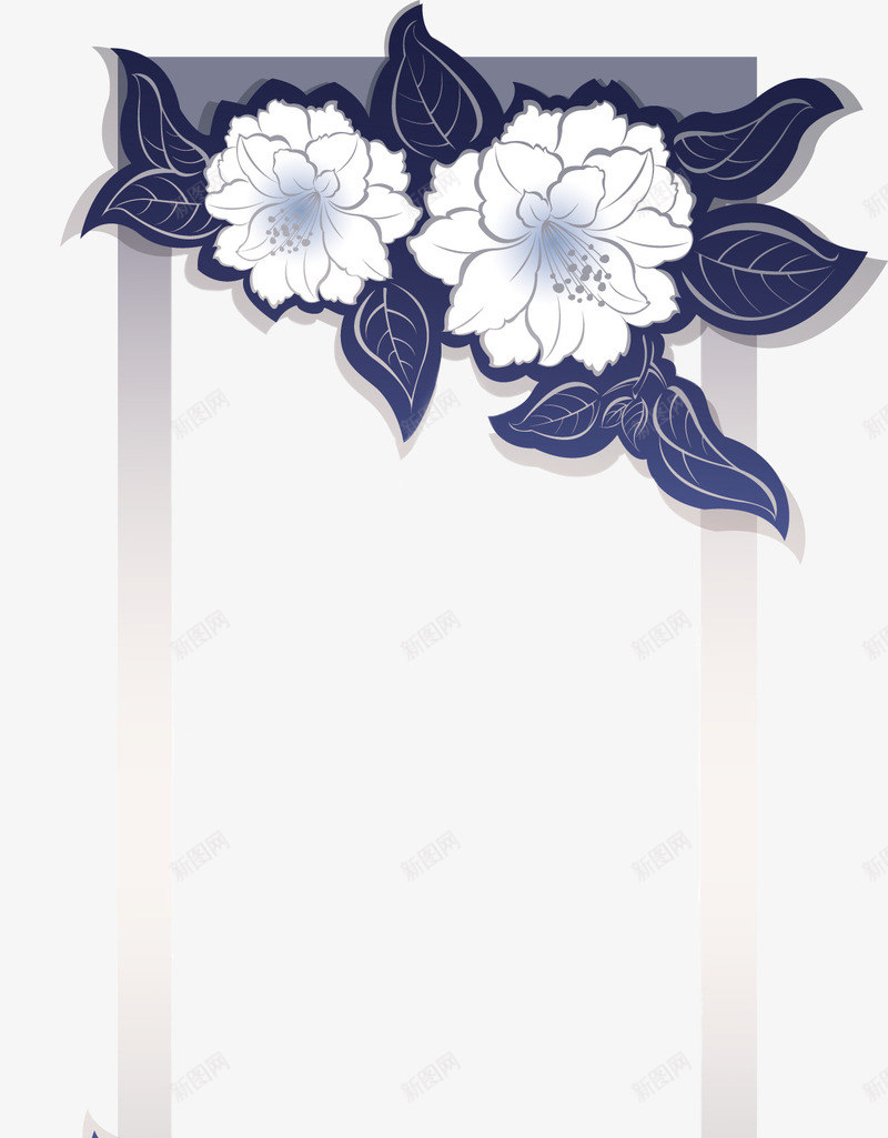 白牡丹装饰框png免抠素材_新图网 https://ixintu.com 古纹 白牡丹 花朵 装饰图案