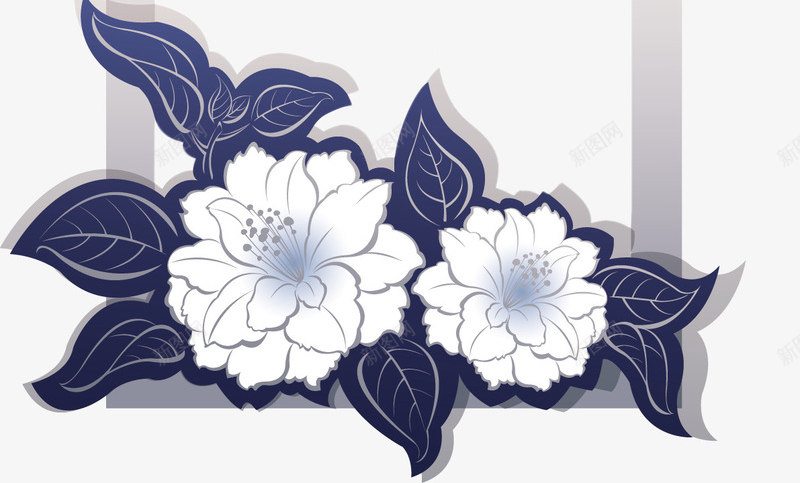 白牡丹装饰框png免抠素材_新图网 https://ixintu.com 古纹 白牡丹 花朵 装饰图案